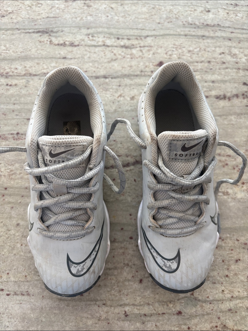 Nike Kids White and Gray Softball cleats